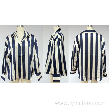 Fashion Youth casual temperament striped blouse